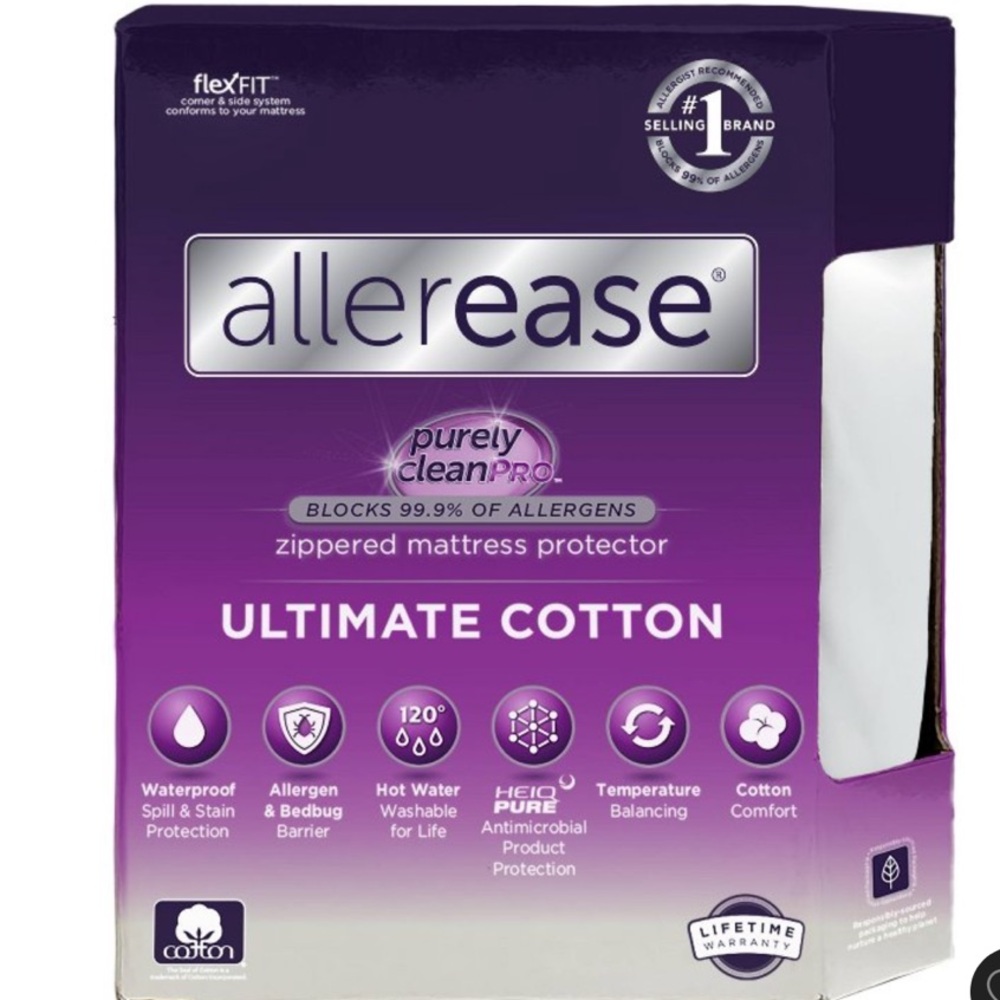 Allerease Ultimate Cotton Zippered Mattress Protection - Picture 1 of 7